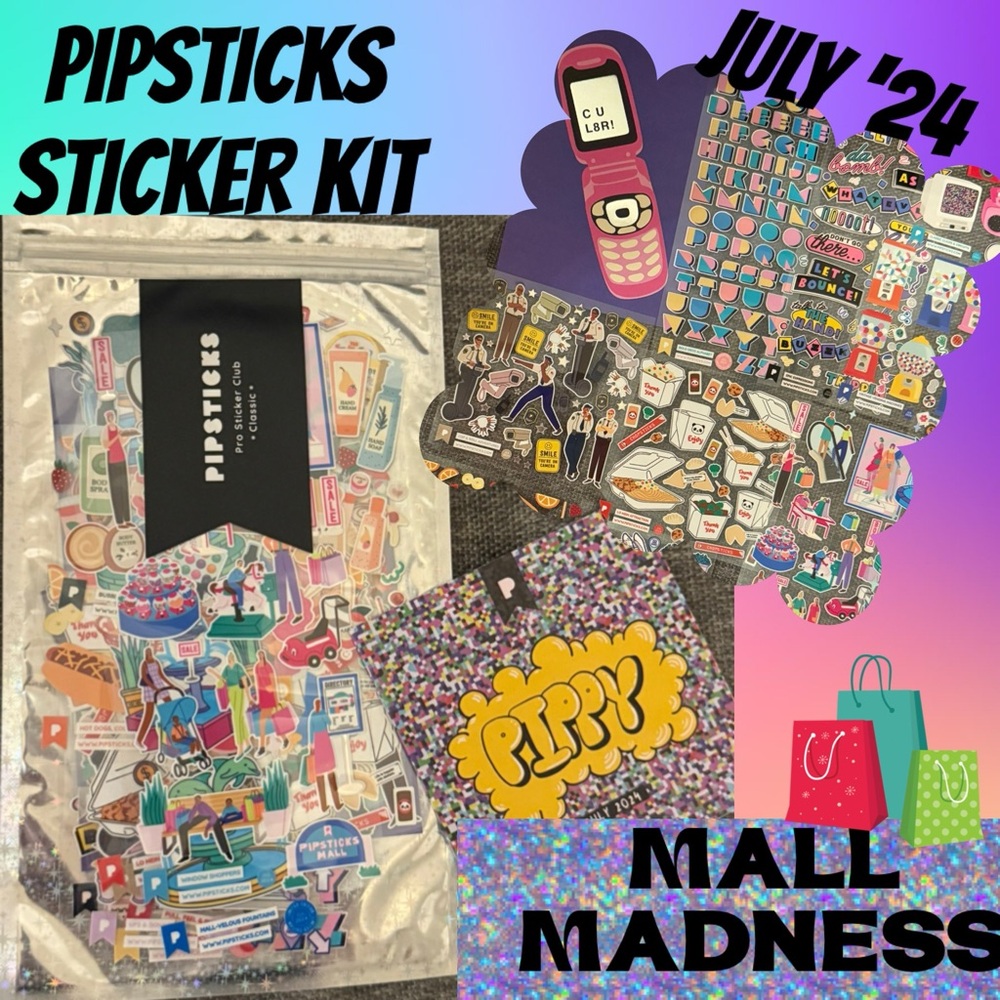Pipsticks July 2024 Mall Madness Junk Journal Pro Classic Sticker Pack